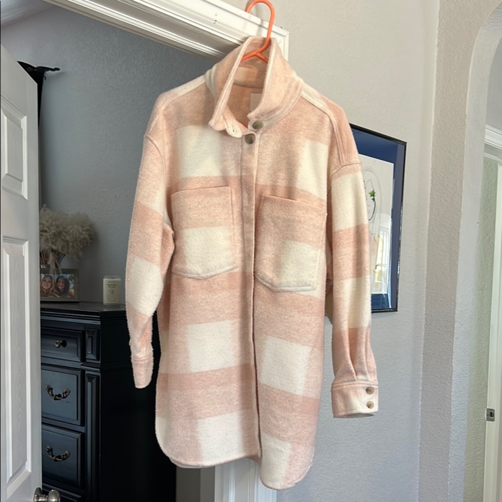 Pink and White Plaid Shacket